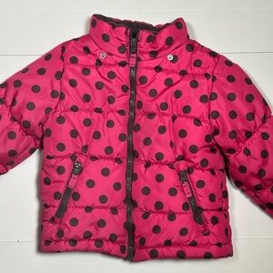Carter's Toddler Girl’s Pink and Black Polka Dot Puffer Jacket Size 3T